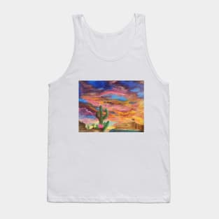 Sunset on a Desert Cactus Flower Tank Top